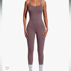 Amazon full length jumper/ bodysuit
Color: nutmeg
Crossed back 
Workout gear
